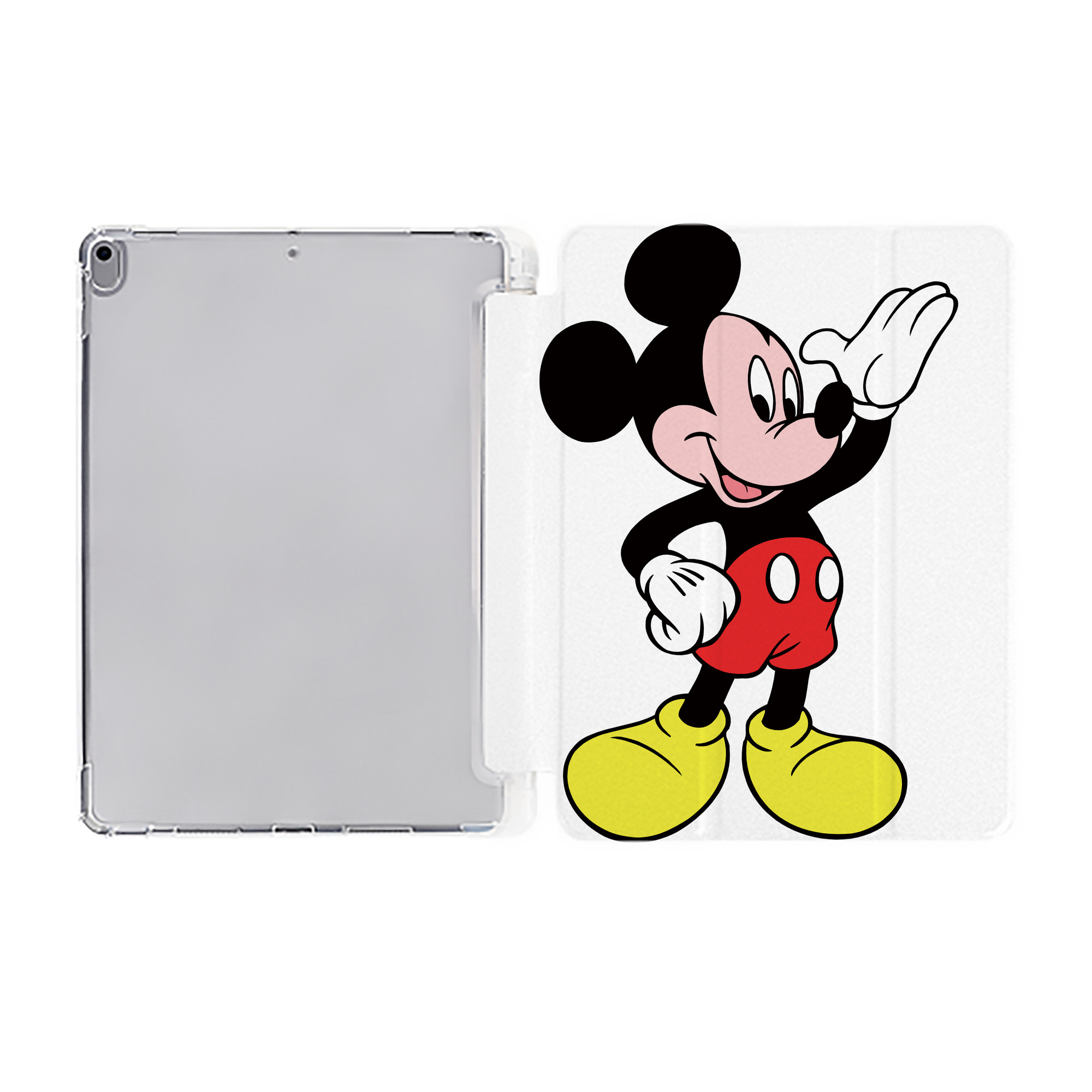 （画像用） ミッキーマウス Mickey Mouse IPad ケース ペン収納付き 三つ折りスタンド PUレザー×シリコン 対応機種9.5/10.5/10.9インチ